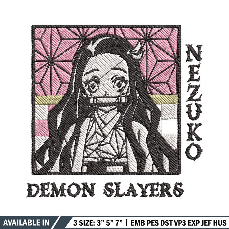 Nezuko frame embroidery design, Nezuko embroidery, Embroidery shirt, Embroidery file, Anime design, Digital download.jpg
