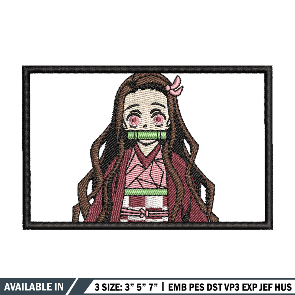 Nezuko rectangle embroidery design, Neuzko embroidery, Anime design, Embroidery shirt, Embroidery file, Digital download.jpg