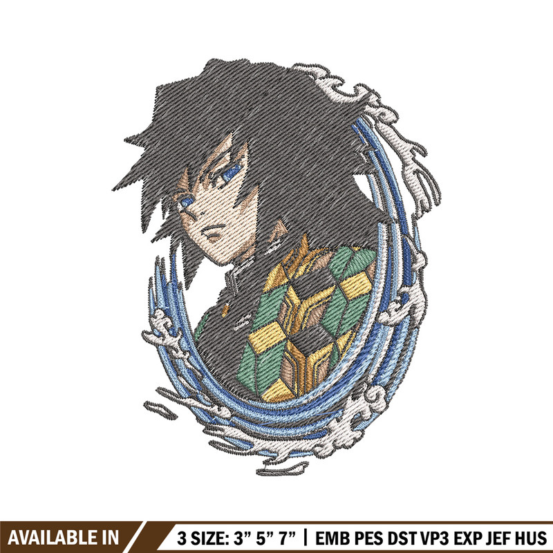 Giyu circle embroidery design, Giyu embroidery, Embroidery shirt, Embroidery file, Anime design, Digital download.jpg