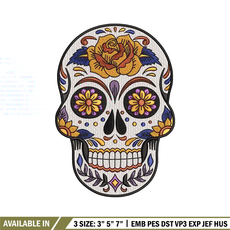 Head skull embroidery design, Skeleton embroidery, Emb design, Embroidery shirt, Embroidery file, Digital download.jpg
