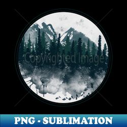 Foggy Forest Moody Watercolor Landscape - Signature Sublimation PNG File - Unleash Your Creative Barbie Style