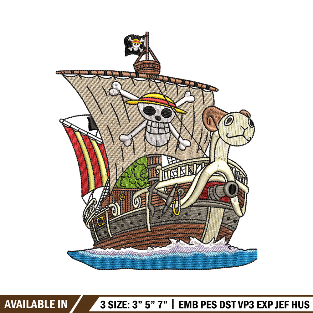 Going merry embroidery design, One piece embroidery, Anime design, Embroidery shirt, Embroidery file, Digital download.jpg