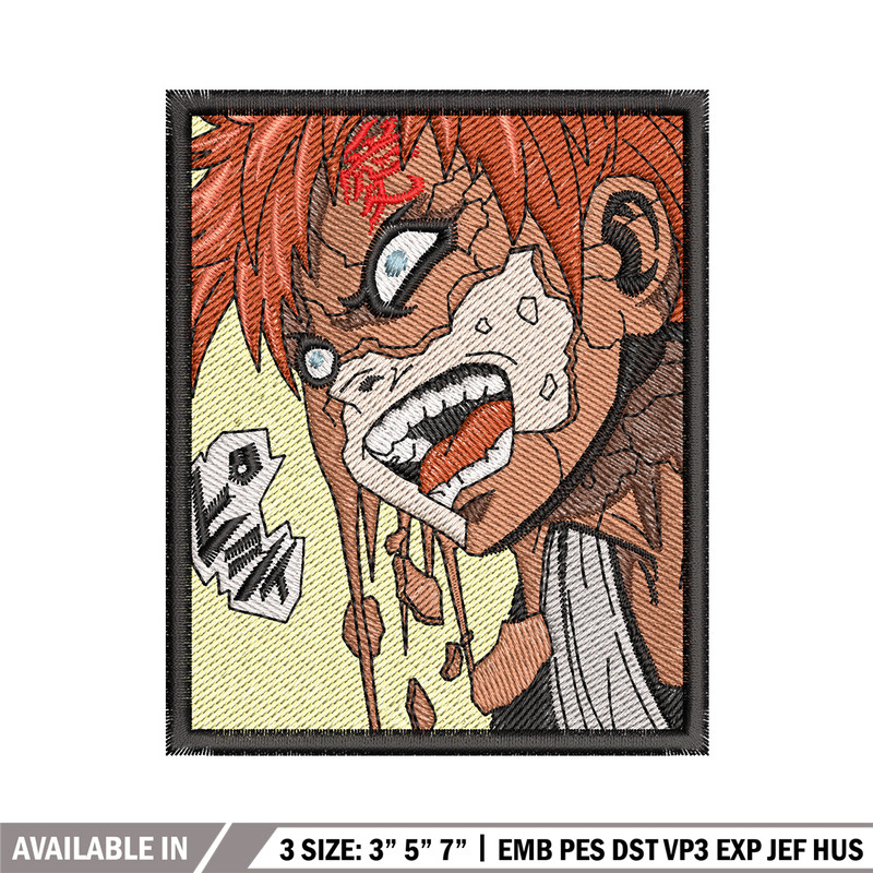 Gaara rectangle embroidery design, Naruto embroidery, Anime design, Embroidery shirt, Embroidery file, Digital download.jpg