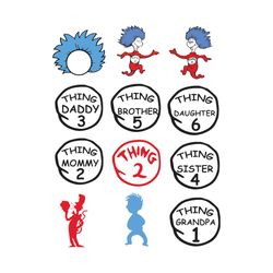 dr seuss family thing bundle svg, dr seuss svg, dr seuss vector, dr seuss clipart, dr seuss family, family matching svg,