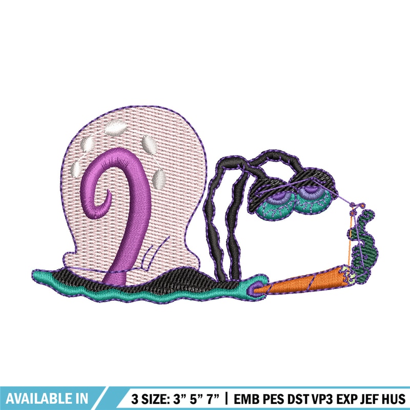 Gary smoke embroidery design, Spongebob embroidery, Anime design, Embroidery shirt, Embroidery file, Digital download.jpg