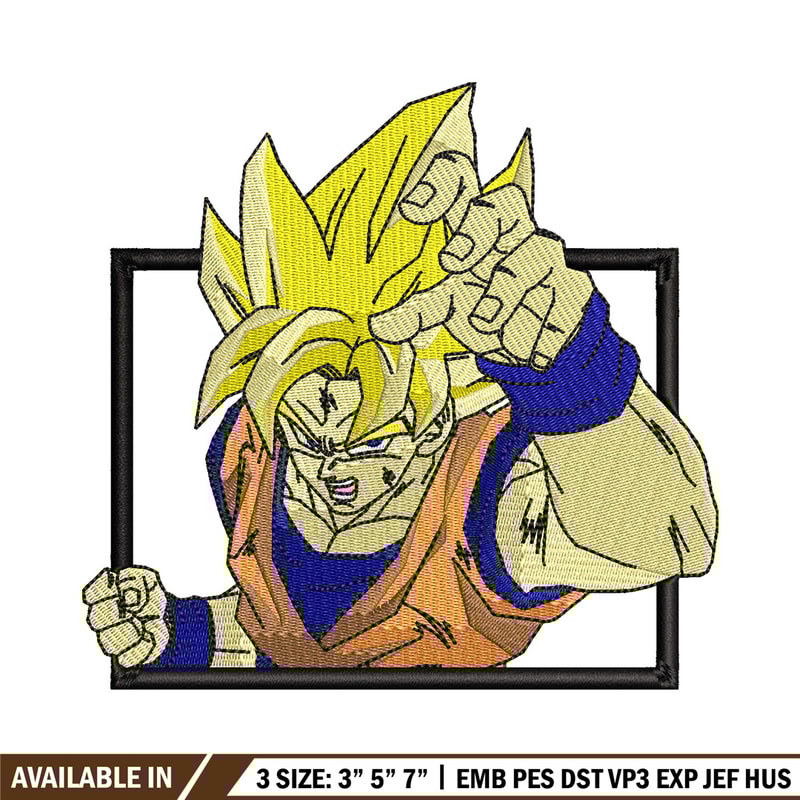 Goku ssj box embroidery design, Dragonball embroidery, Anime design, Embroidery shirt, Embroidery file,Digital download.jpg