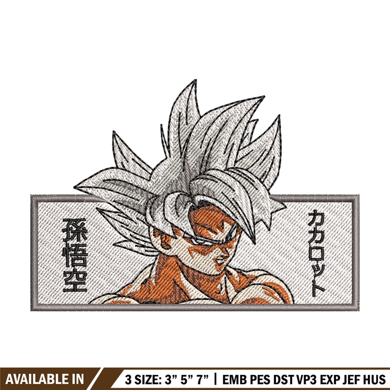 Goku white embroidery design, Dragonball embroidery, Anime design, Embroidery shirt, Embroidery file, Digital download.jpg