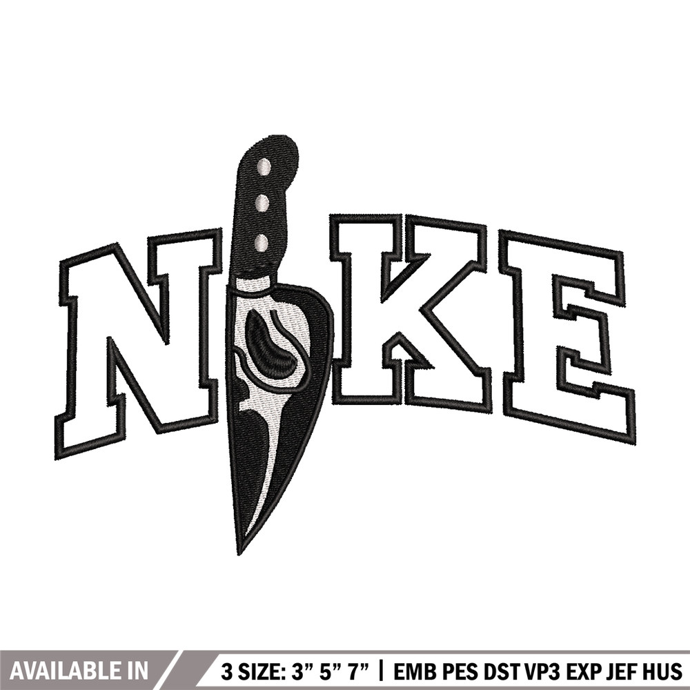 Ghostface Nike embroidery design, Ghostface embroidery, horror design, Embroidery file, nike shirt, Instant download.jpg