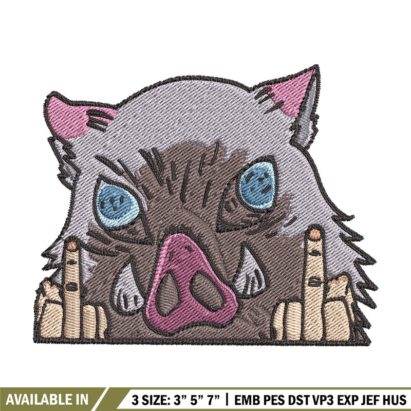 Inosuke boar embroidery design, Inosuke embroidery, Anime design, Embroidery shirt, Embroidery file,Digital download.jpg