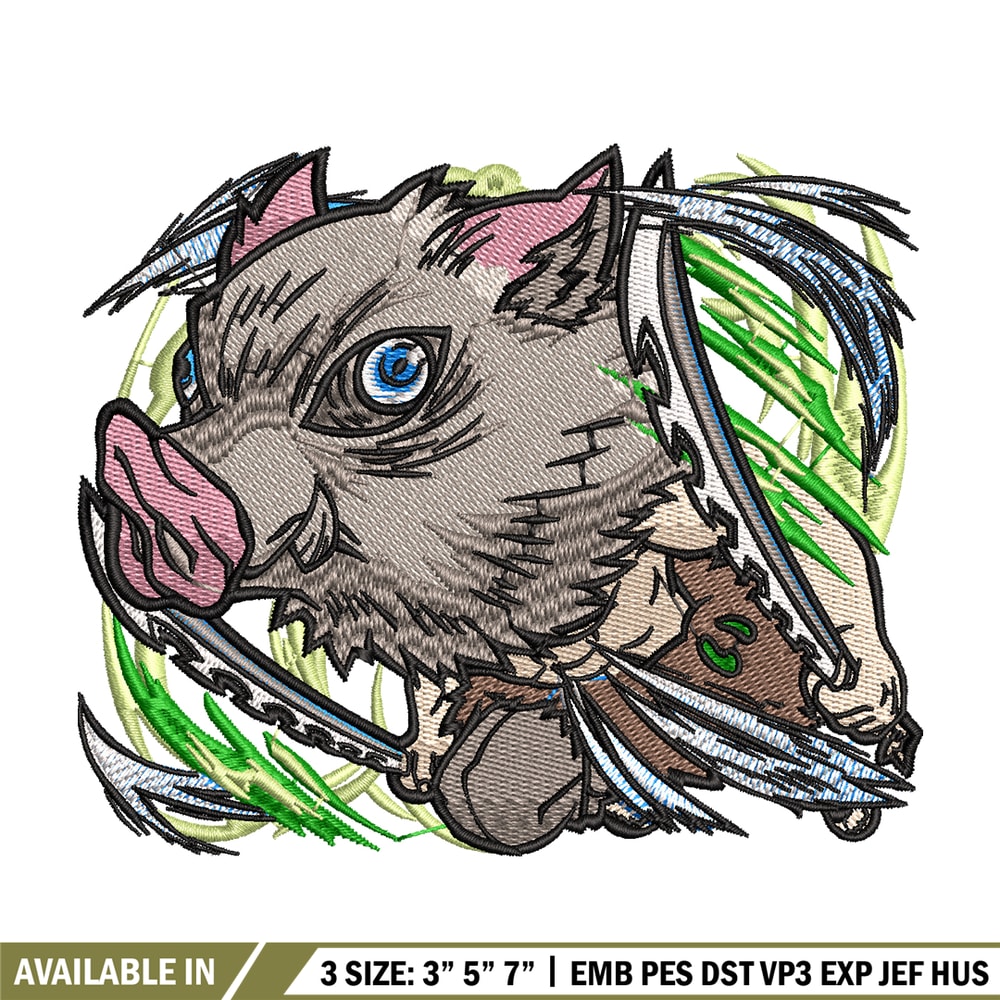 Inosuke embroidery design, Kimetsu no Yaiba embroidery, embroidery file, anime design, anime shirt, Digital download.jpg