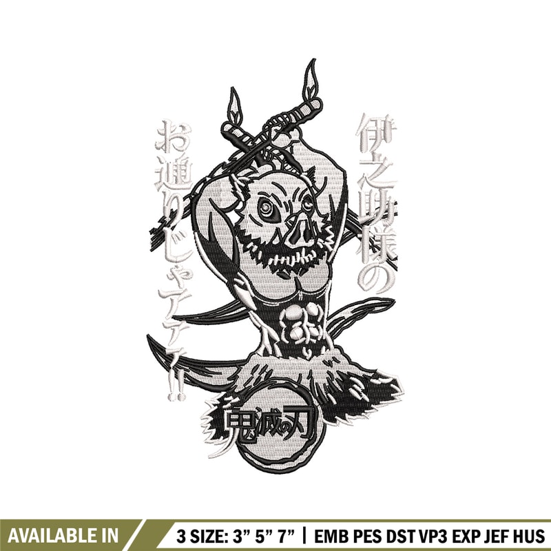 Inosuke hashibira embroidery design, Inosuke embroidery, Anime design,Embroidery shirt,Embroidery file, Digital download.jpg