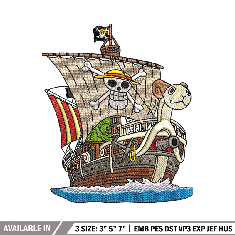 Going merry embroidery design, One piece embroidery, Anime design, Embroidery shirt, Embroidery file, Digital download.jpg