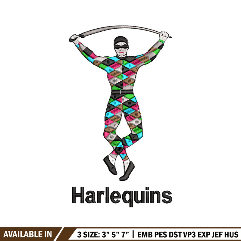 Harlequins embroidery design, Harlequins embroidery, Embroidery file, Embroidery shirt, Emb design, Digital download.jpg