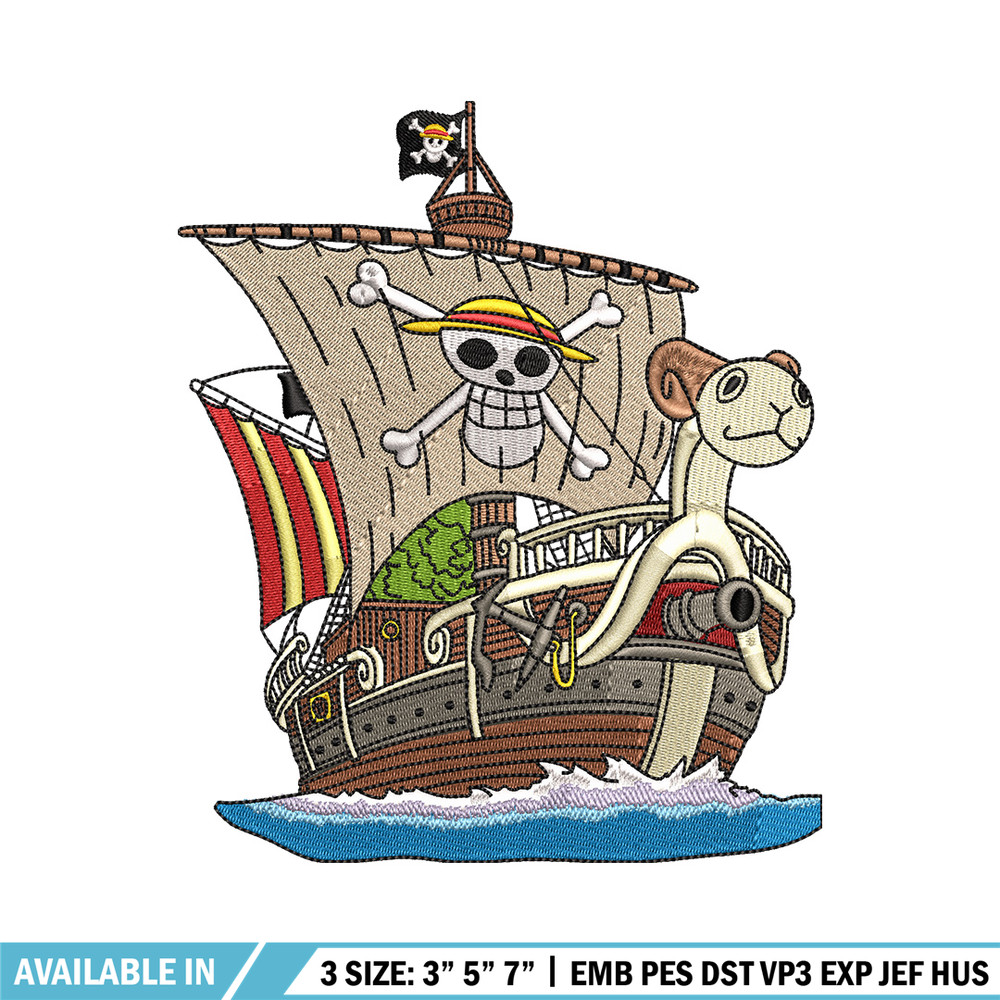 Going merry embroidery design, One piece embroidery, Anime design, Embroidery shirt, Embroidery file, Digital download.jpg