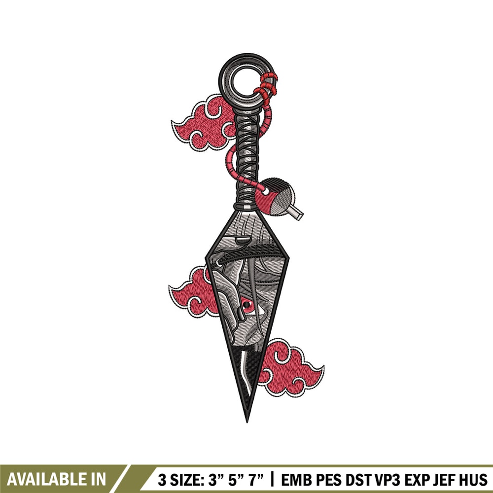 Itachi kunai embroidery design, Naruto embroidery, Embroidery file, Embroidery shirt, Emb design, Digital download.jpg