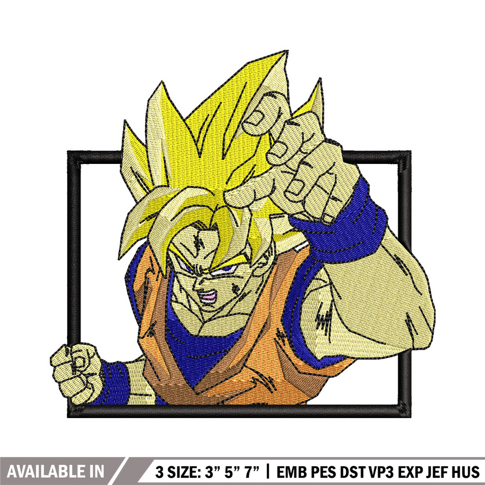 Goku ssj box embroidery design, Dragonball embroidery, Anime design, Embroidery shirt, Embroidery file,Digital download.jpg