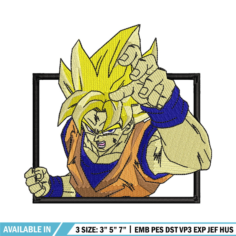 Goku ssj box embroidery design, Dragonball embroidery, Anime design, Embroidery shirt, Embroidery file,Digital download.jpg