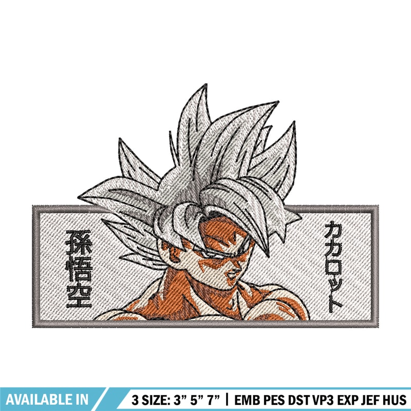 Goku white embroidery design, Dragonball embroidery, Anime design, Embroidery shirt, Embroidery file, Digital download.jpg