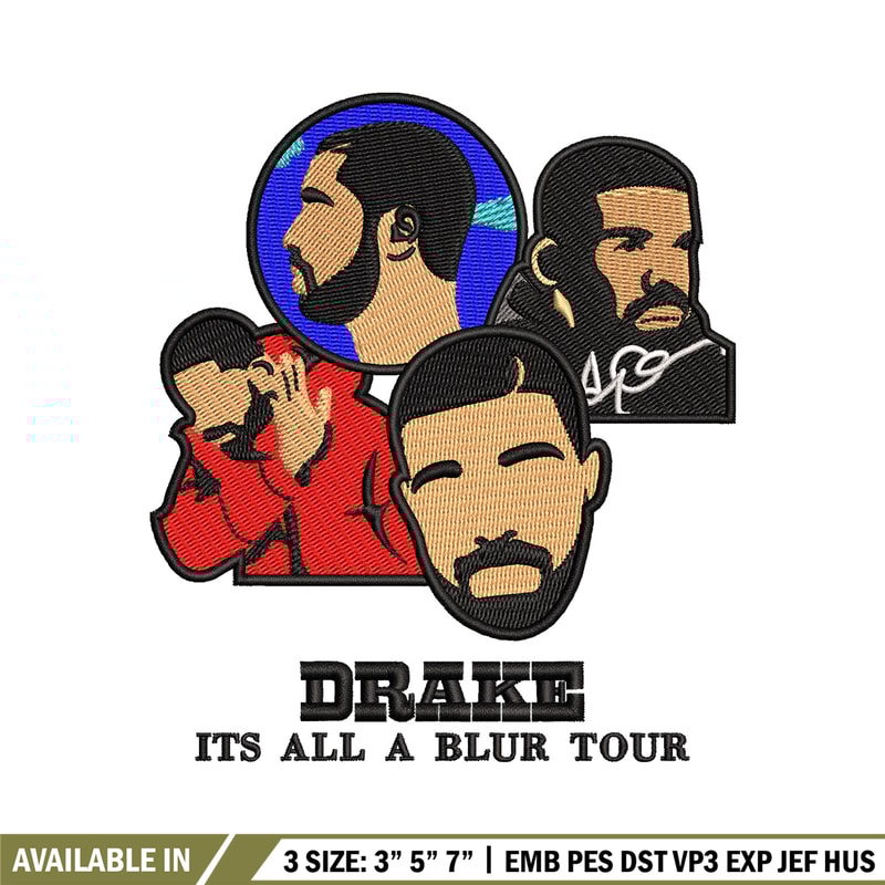 Its a blur tour embroidery design, Drake embroidery, Embroidery file, Embroidery shirt, Emb design, Digital download.jpg