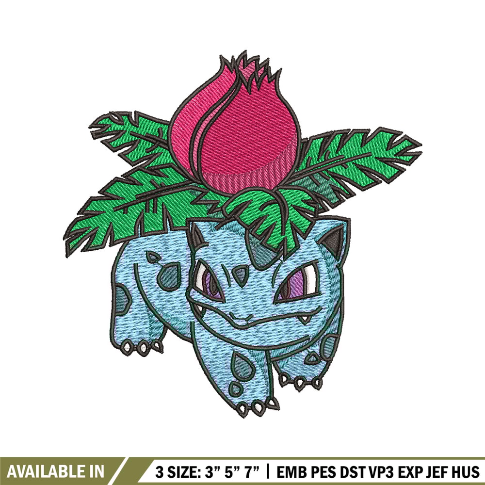 Ivysaur embroidery design, Pokemon embroidery, Anime design, Embroidery shirt, Embroidery file, Digital download.jpg