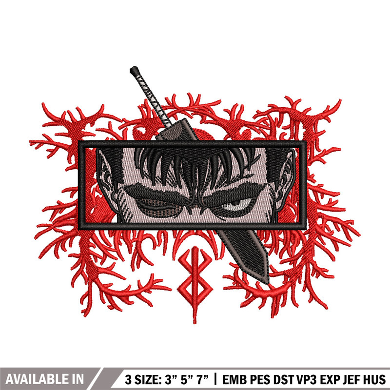 Guts eyes embroidery design, Berserk embroidery, Anime design, Embroidery shirt, Embroidery file, Digital download.jpg