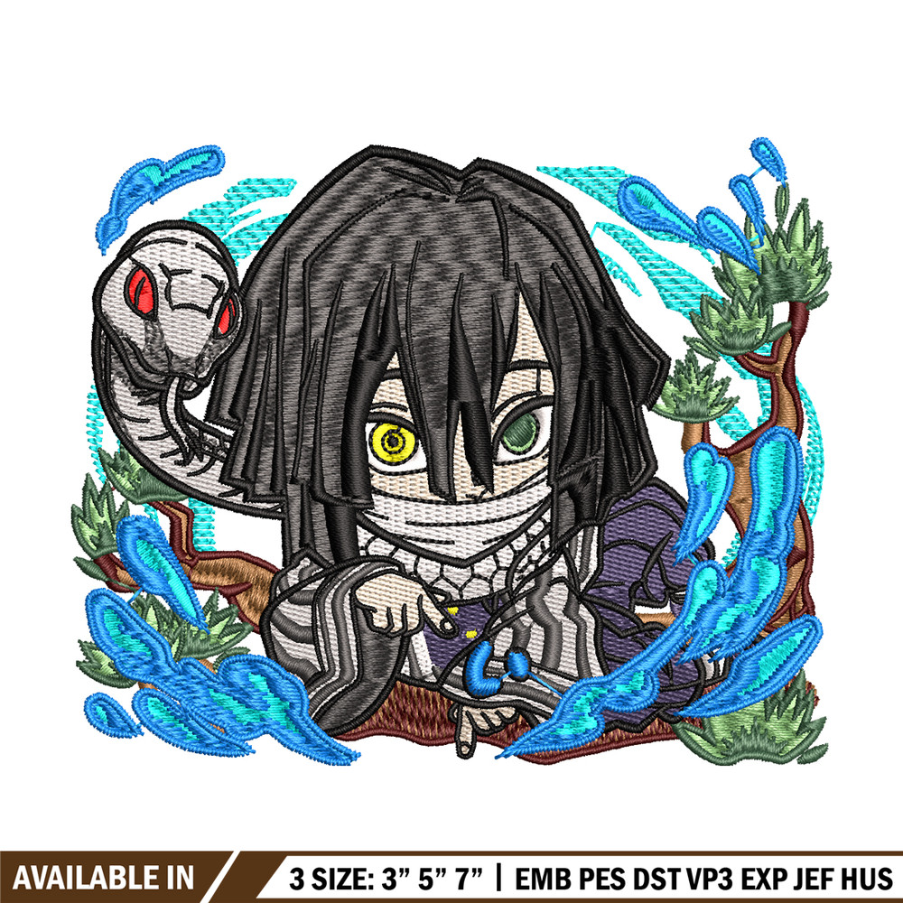 Iguro Obanai chibi embroidery design, Kimetsu no Yaiba embroidery, embroidery file, anime design, Digital download.jpg