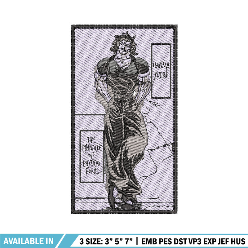 Hanma yujiro embroidery design, Baki embroidery, Anime design, Embroidery shirt, Embroidery file, Digital download.jpg