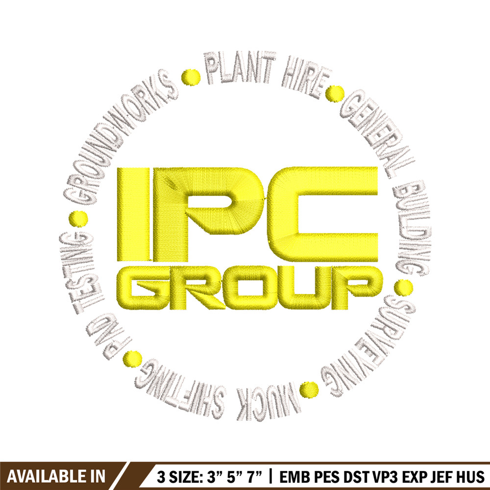 IPC Group logo embroidery design, IPC Group embroidery, logo design, logo shirt, Embroidery file, Instant download.jpg