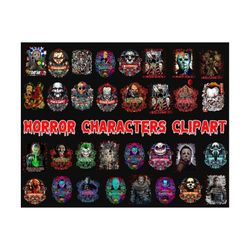 80 Horror Characters Png Bundle, Hallwoeen Clipart, Halloween Sublimation, Halloween Movie Png, Horror Characters Png, S