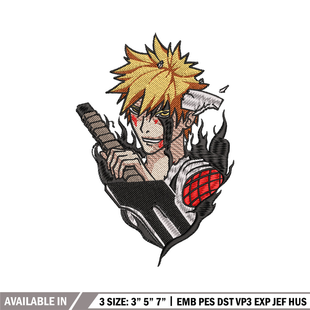 Ichigo kurosaki embroidery design, Bleach embroidery, embroidery file, anime design, anime shirt, Digital download.jpg
