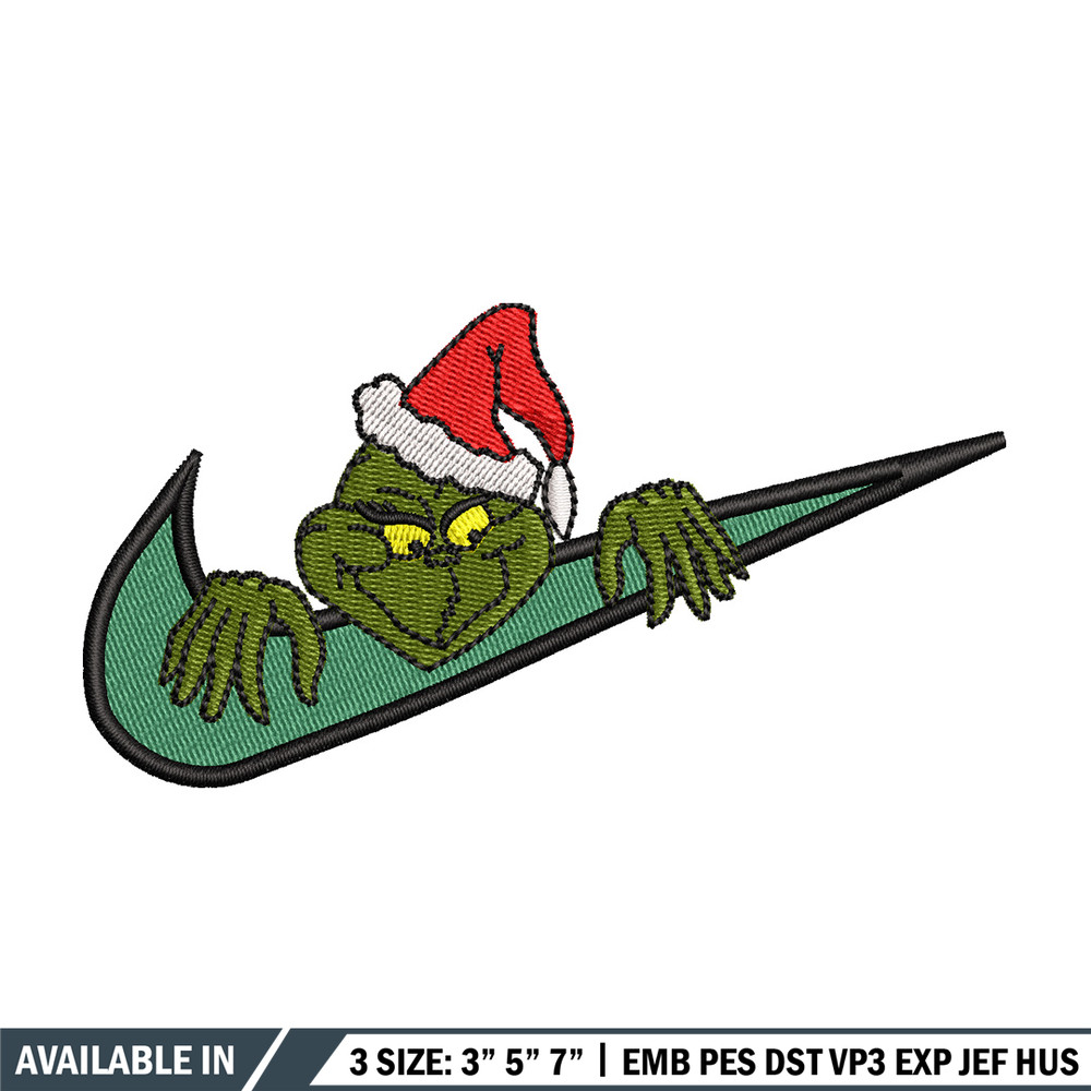 Nike x grinch embroidery design, Chrismas embroidery, Nike design, Embroidery shirt, Embroidery file,Digital download.jpg