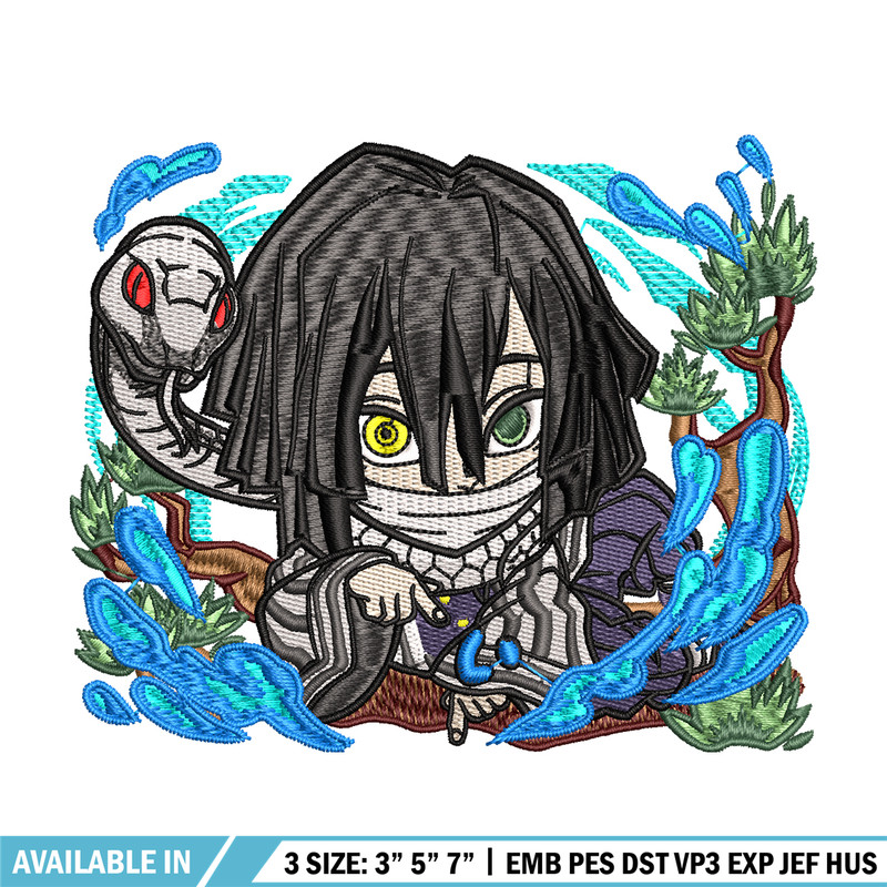 Iguro Obanai chibi embroidery design, Kimetsu no Yaiba embroidery, embroidery file, anime design, Digital download.jpg