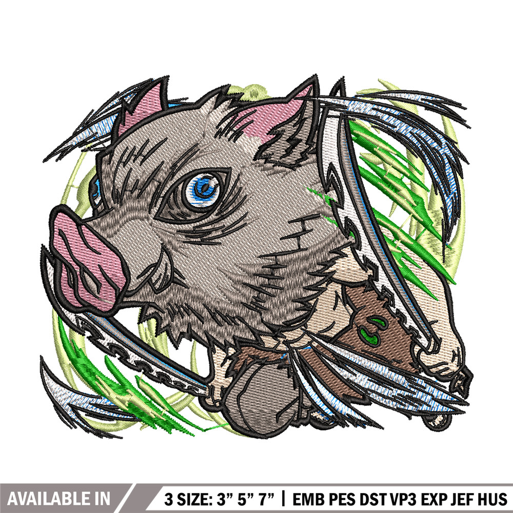 Inosuke embroidery design, Kimetsu no Yaiba embroidery, embroidery file, anime design, anime shirt, Digital download.jpg
