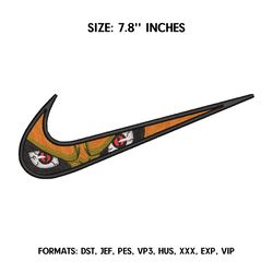 nike kurama embroidery design file pes. anime naruto embroidery design. machine embroidery pattern, swoosh embroidery