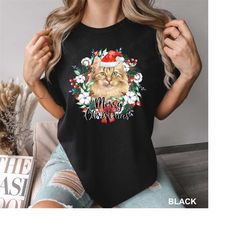 merry christmas wreath british shorthair shirt, comfort colors cat tee, christmas wreath cat tshirt, christmas wreath sa