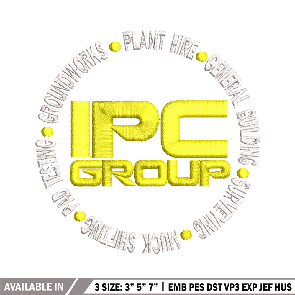 IPC Group logo embroidery design, IPC Group embroidery, logo design, logo shirt, Embroidery file, Instant download.jpg