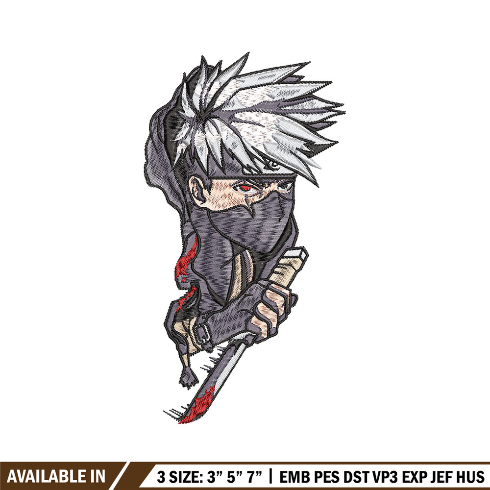 Kakashi Knife embroidery design, Naruto embroidery, logo design, anime design, anime shirt, Digital download.jpg
