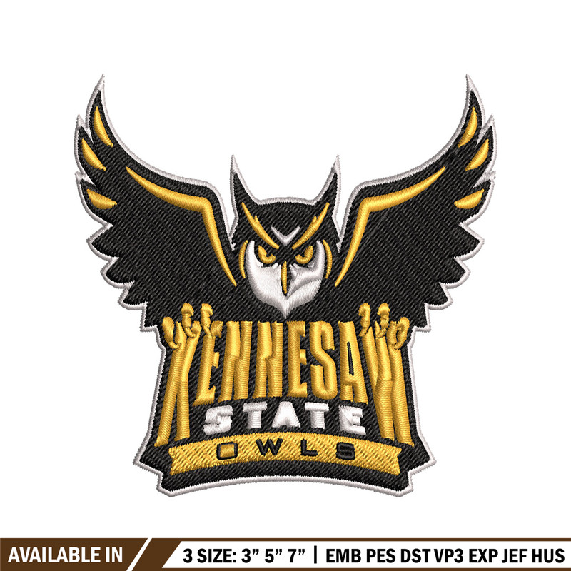 Kennesaw State Owls embroidery design, Kennesaw State Owls embroidery, logo Sport, Sport embroidery, NCAA embroidery.jpg