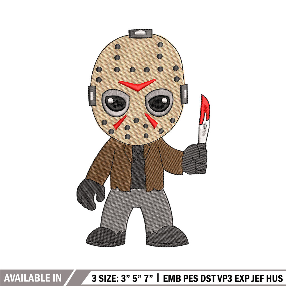 Jason Voorhees embroidery design, Horror embroidery, Embroidery file, Embroidery shirt, Emb design, Digital download.jpg