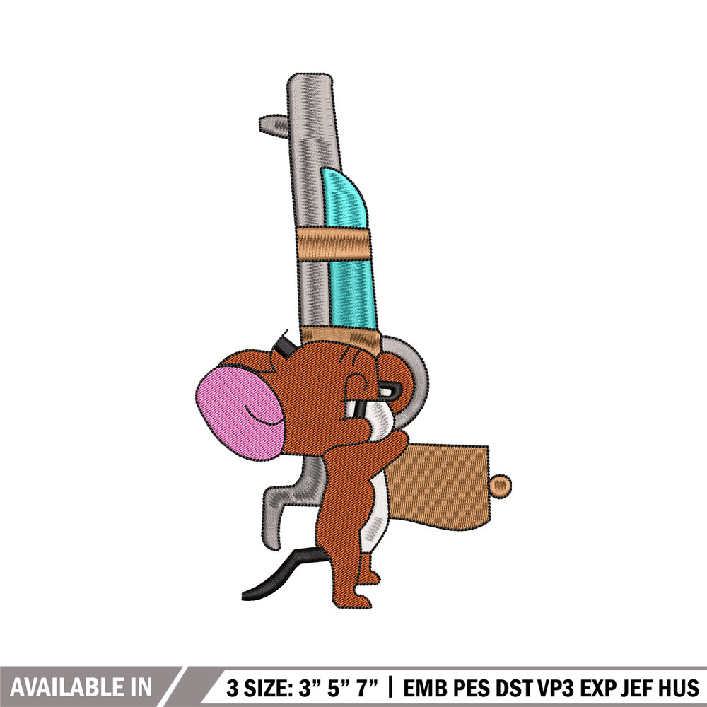 Jerry gun embroidery design, Cartoon embroidery, Embroidery file, Embroidery shirt, Emb design, Digital download.jpg
