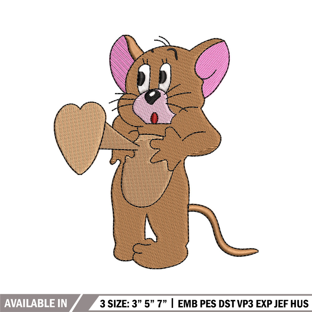 Jerry heart embroidery design, Cartoon embroidery, Embroidery file, Embroidery shirt, Emb design, Digital download.jpg