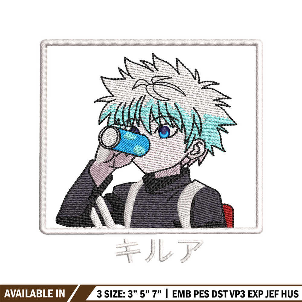 Killua embroidery design, hunter x hunter embroidery, anime design, logo design, anime shirt, Digital download..jpg