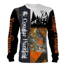 Cougar hunting Custom Name 3D All over print Shirts, Face shield &8211 personalized hunting gifts &8211 FSD308