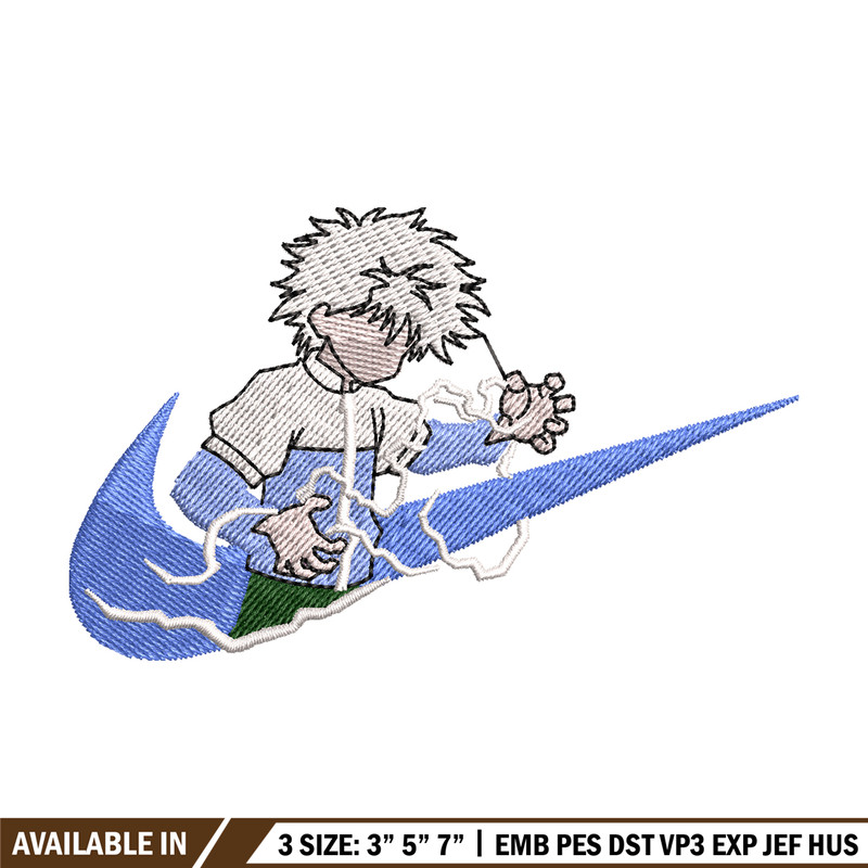 Killua zoldyck embroidery design, hunter x hunter embroidery, Logo design, anime design, anime shirt, Digital download.jpg