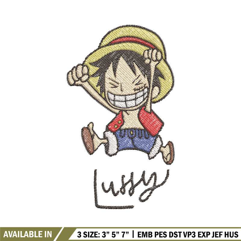 Luffy chibi embroidery design, One piece embroidery, Anime design, Embroidery file, Embroidery shirt, Digital download (3).jpg