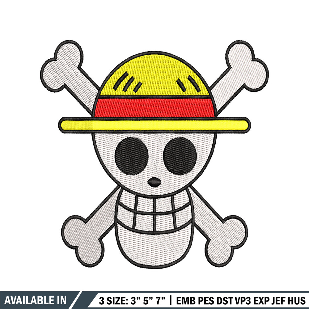 One piece Luffy Logo embroidery design, One piece embroidery, anime design, embroidery file, Digital download..jpg