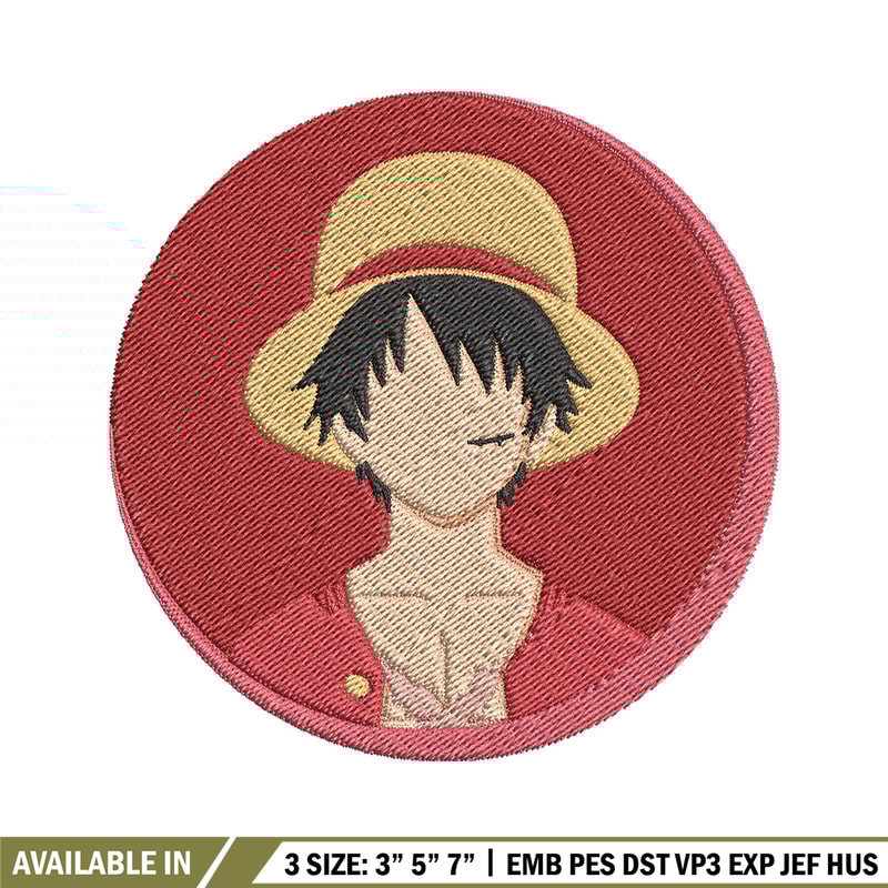 Luffy circle embroidery design, One piece embroidery, Anime design, Embroidery file, Embroidery shirt, Digital download.jpg