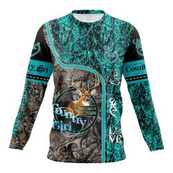 country girl deer hunting blue serenity skull camo hunting customize name 3d all over printed shirts personalized huntin