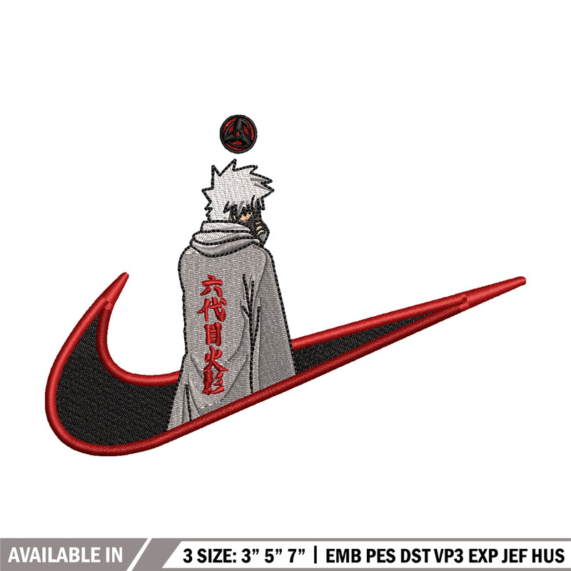 Kakashi Hatake 6 Nike embroidery design, Naruto embroidery, nike design, anime design, anime shirt, Digital download.jpg