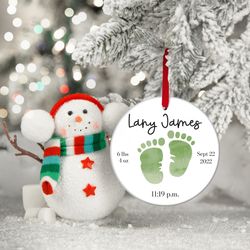 Babys First Christmas Ornament, Personalized Baby Birth Information Ornament Baby Christmas Gift, Baby Birth Stats Ornam